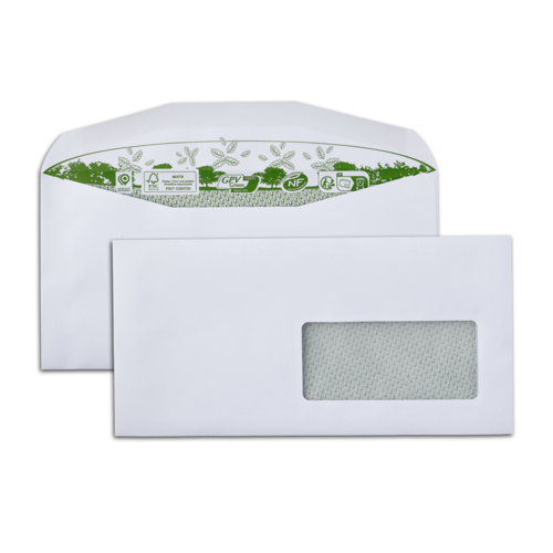 Boite de 1000 enveloppes patte trapèze blanches C6/C5 115x229 80 g/m² fenêtre 45x100 gommées