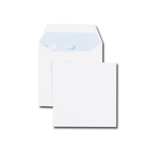 Boite de 500 enveloppes 160x160 patte trapèze blanches 90 g/m² gommées