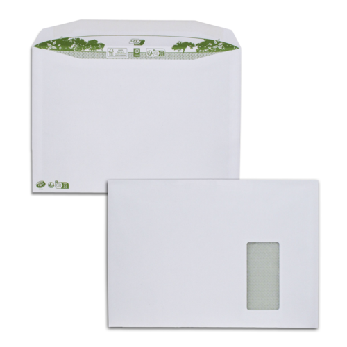 Boite de 250 enveloppes patte trapèze blanches C4 229x324 90 g/m² fenêtre 105x50 gommées