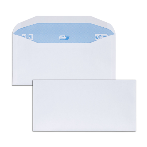 Boite de 1000 enveloppes patte trapèze blanches DA 115x225 80 g/m² gommées