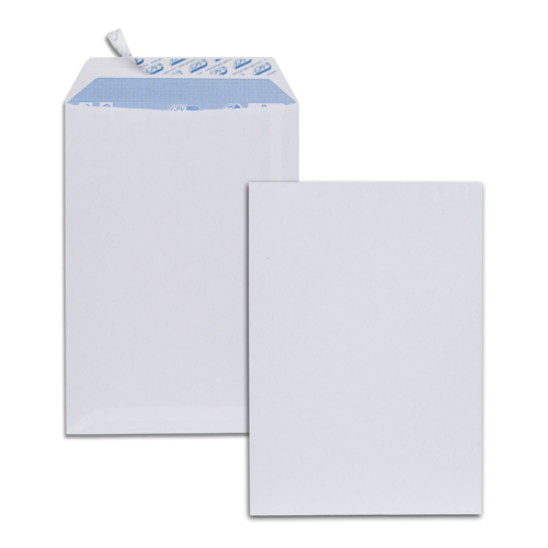 Boîte de 500 pochettes blanches C5 162x229 90 g/m² bande de protection
