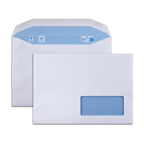 Boite de 500 enveloppes patte trapèze blanches C5 162x229 80 g/m²fenêtre basse 45x100 gommées - EMFB162