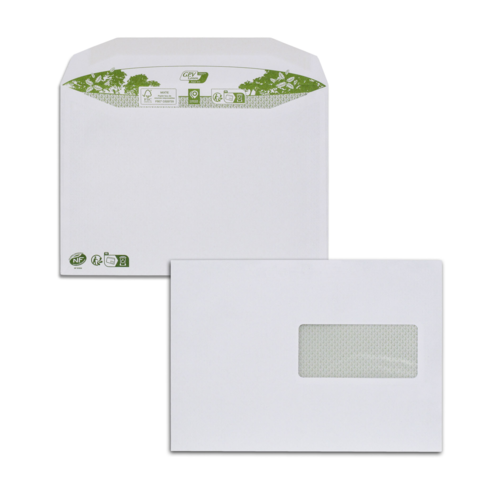 Boite de 500 enveloppes patte trapèze blanches C5 162x229 80 g/m² fenêtre 45x100 gommées