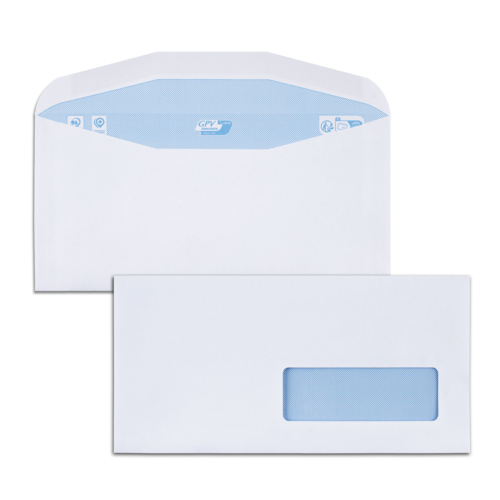 Boite de 1000 enveloppes patte trapèze blanches C6/C5 114x229 80 g/m² fenêtre 35x100 gommées