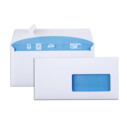 Boîte de 500 enveloppes blanches DL 110x220 80 g/m² fenêtre 45x100 bande de protection