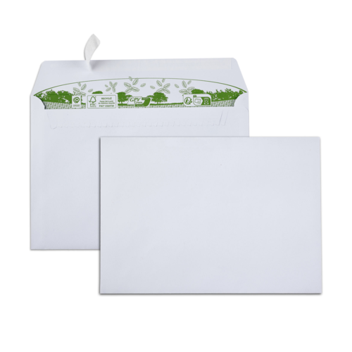 Boite de 500 enveloppes extra blanches 100% recyclées C5 162x229 80 g/m² bande de protection