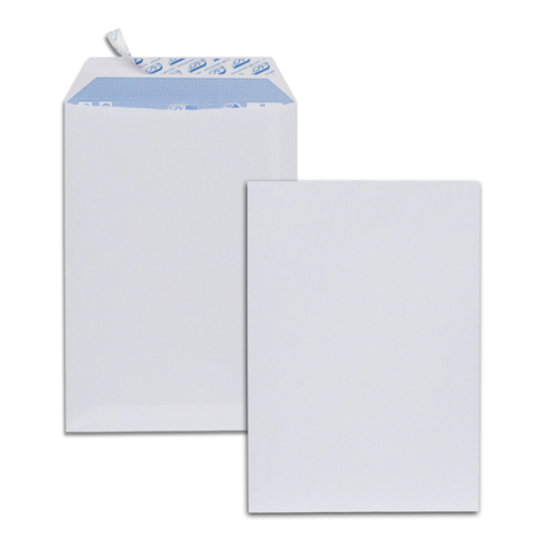 Boîte de 500 pochettes blanches B5 176x250 90 g/m² bande de protection