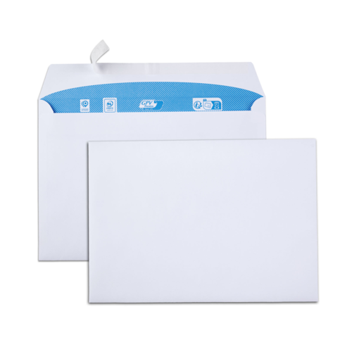 Boîte de 500 enveloppes blanches C5 162x229 100 g/m² bande de protection