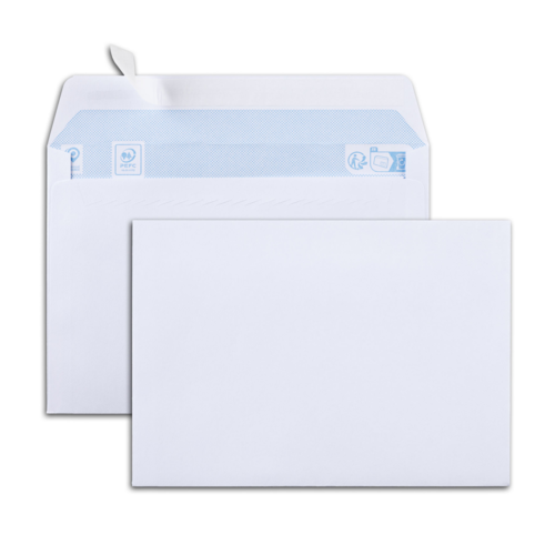 Boîte de 500 enveloppes blanches C6 114x162 80 g/m² bande de protection