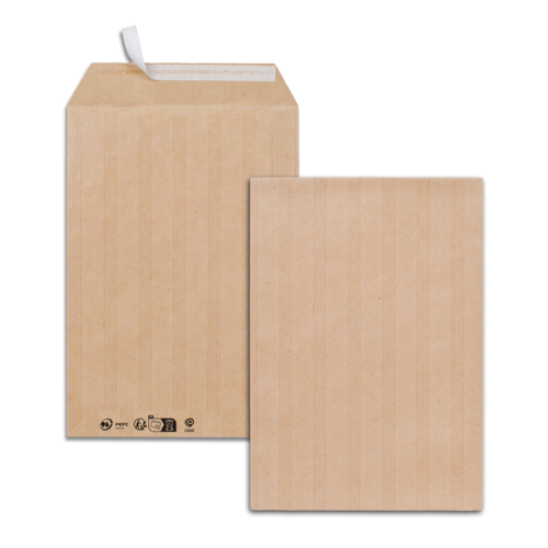Boîte de 500 pochettes kraft adour B5 176x250 90 g/m² bande de protection
