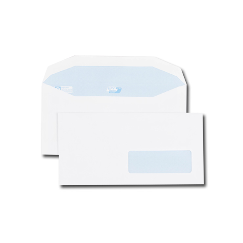 Boite de 1000 enveloppes patte trapèze blanches C6/C5 114x229 80 g/m² fenêtre 35x100 gommées