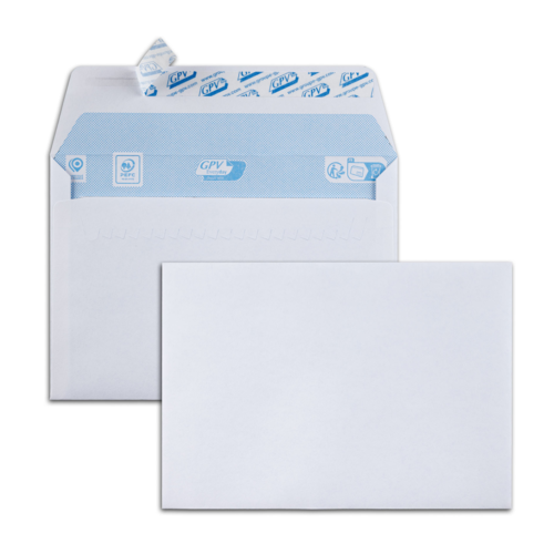 Boîte de 500 enveloppes blanches C6 114x162 90 g/m² bande de protection