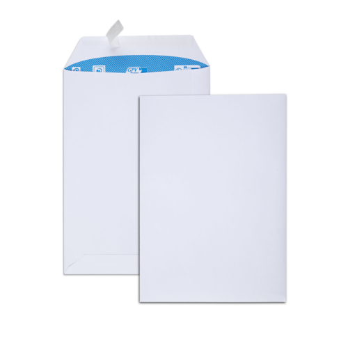 Boîte de 500 pochettes blanches C5 162x229 90 g/m² bande de protection