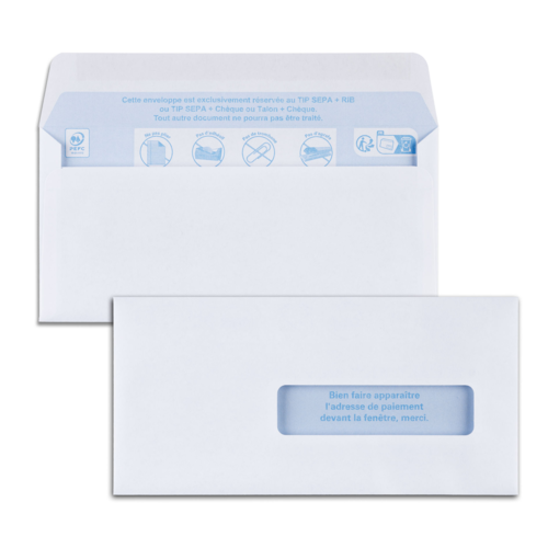 Boite de 1000 enveloppes TIP blanches 90x182 80 g/m² fenêtre 22x88 gommées