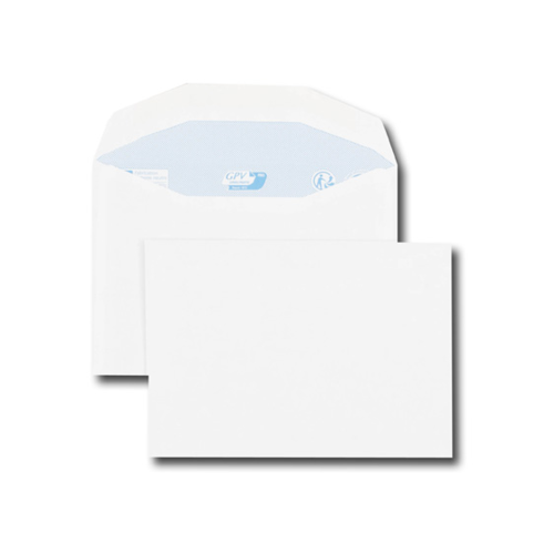 Boite de 500 enveloppes patte trapèze blanches C6 114x162 80 g/m² gommées