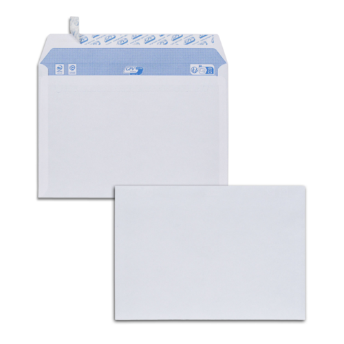Boîte de 500 enveloppes blanches C5 162x229 90 g/m² bande de protection