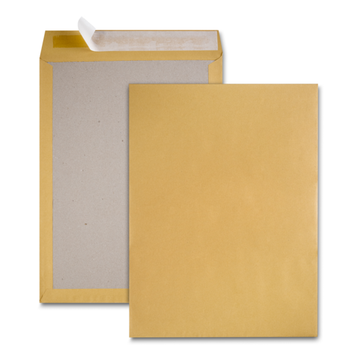 Boite de 100 pochettes dos carton kraft brun 320x430 120 g/m² bande de protection