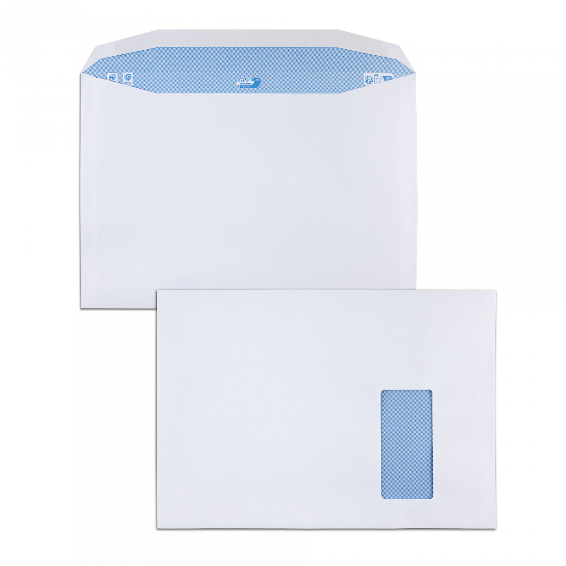 123encre enveloppe pochette 229 x 324 mm - C4 fenêtre à gauche patte gommée  (250 pièces) - blanc 123inkt
