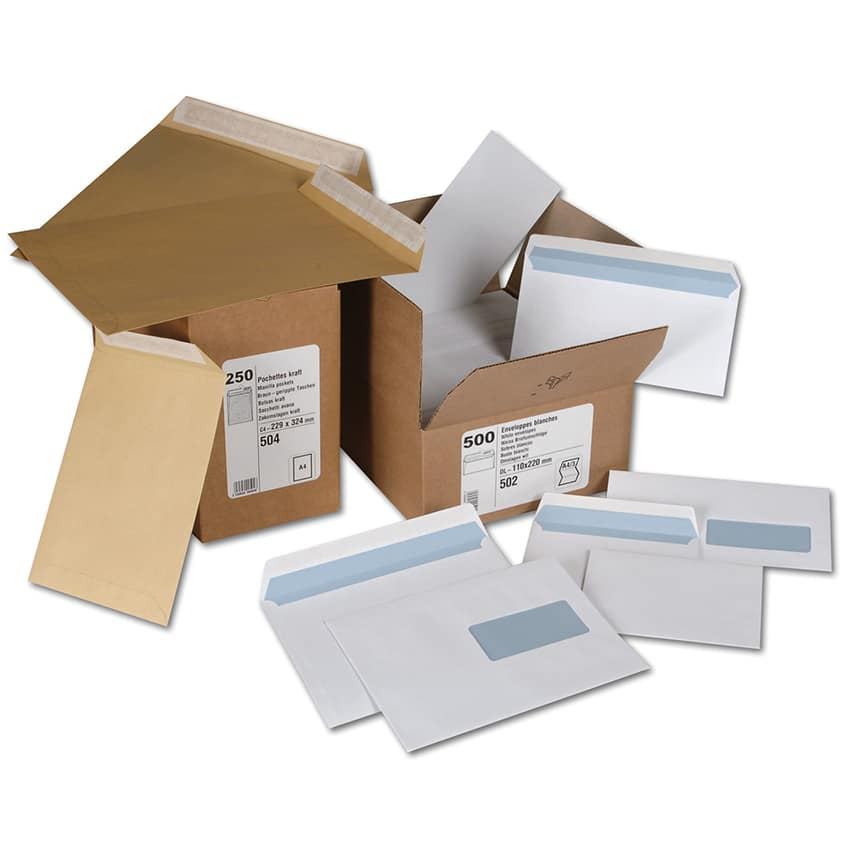 Stock Bureau - 5 ETOILES Boîte de 500 enveloppes C6 114x162 mm  autocollantes 80g blanches