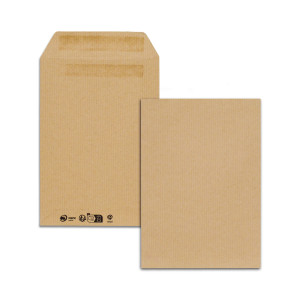Boîte de 500 pochettes kraft recyclé brun C5 162x229 90 g/m² autocollantes