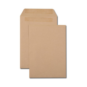 Boîte de 500 pochettes kraft brun B5 176x250 90 g/m² autocollantes
