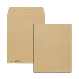 Boîte de 250 pochettes kraft brun recyclé 24 260x330 90 g/m² autocollantes
