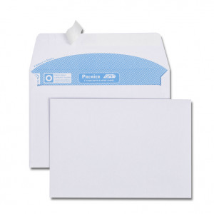 Boîte de 500 enveloppes blanches C6 114x162 90 g/m² bande de protection