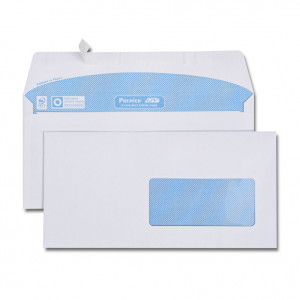 Boîte de 500 enveloppes blanches DL 110x220 90 g/m² fenêtre 45x100 bande de protection