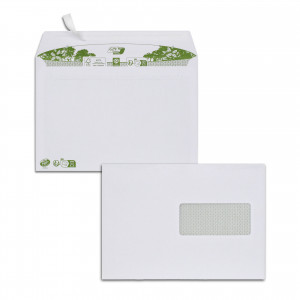 Boite de 500 enveloppes extra blanches 100% recyclées C5 162x229 80 g/m² fenêtre 45x100 bande de protection