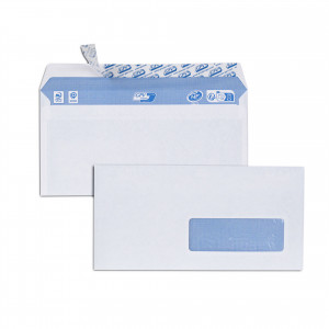 Boîte de 500 enveloppes blanches DL 110x220 80 g/m² fenêtre 35x100 bande de protection