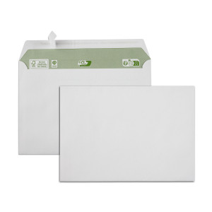 Boîte de 500 enveloppes blanches recyclées C5 162x229 80g/m² bande de protection FSC-R