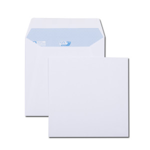 Boite de 500 enveloppes 165x165 patte trapèze blanches 90 g/m² gommées