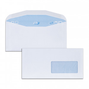 Boite de 1000 enveloppes patte trapèze blanches C6/C5 115x229 80 g/m² fenêtre 45x100 gommées