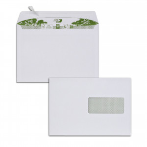 Boite de 500 enveloppes extra blanches 100% recyclées C5 162x229 90 g/m² fenêtre 45x100 bande de protection