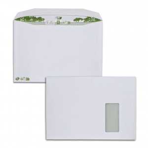 Boite de 250 enveloppes patte trapèze blanches C4 229x324 90 g/m² fenêtre 105x50 gommées