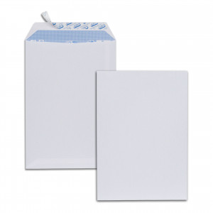 Boîte de 500 pochettes blanches C5 162x229 90 g/m² bande de protection