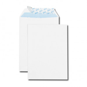 Boîte de 500 pochettes blanches B5 176x250 90 g/m² bande de protection