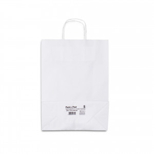 Boîte de 250 sacs à anse torsadée kraft blanc 90gr/m² format S 33x24x11 cm FSC-M