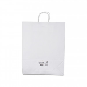 Boîte de 200 sacs à anse torsadée kraft blanc 100gr/m² format M 41x32x12 cm FSC-M