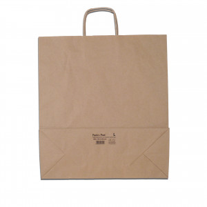 Boîte de 150 sacs à anse torsadée kraft brun 100gr/m² format L 45x40x16 cm FSC-M
