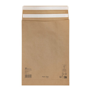 Boîte de 250 pochettes aller/retour kraft brun XS-250x350x50 100r/m² double bande de protection FSC-M