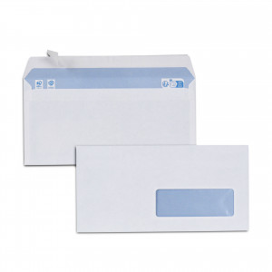 Boîte de 500 enveloppes blanches DL 110x220 80 g/m² fenêtre 35x100 bande de protection