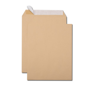 Boîte de 250 pochettes kraft recyclé brun 250x353mm 90 g/m² bande de protection