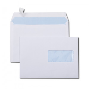 Boîte de 500 enveloppes blanches C5 162x229 80 g/m² fenêtre 45x100 bande de protection