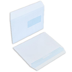 Boîte de 500 enveloppes blanches C5 162x229 90 g/m² fenêtre 45x100 bande de protection - ESF162