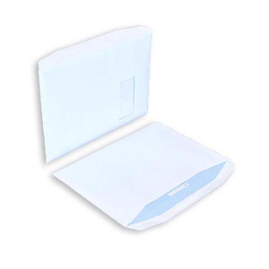 Boite de 250 enveloppes patte trapèze blanches C4 229x324 90 g/m² fenêtre 105x50 gommées - EMF229