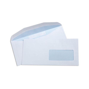 Boite de 1000 enveloppes patte trapèze blanches C6/C5 114x229 80 g/m²fenêtre 45x100 gommées - EM45F114