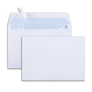 Boîte de 500 enveloppes blanches C6 114x162 80 g/m² bande de protection