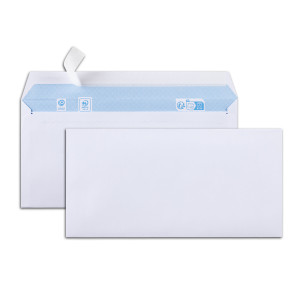 Boîte de 500 enveloppes blanches DL 110x220 80 g/m² bande de protection