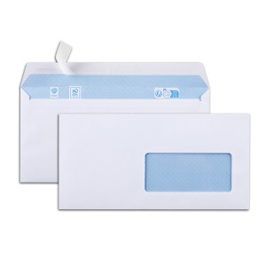 Boîte de 500 enveloppes blanches DL 110x220 80 g/m² fenêtre 45x100 bande de protection